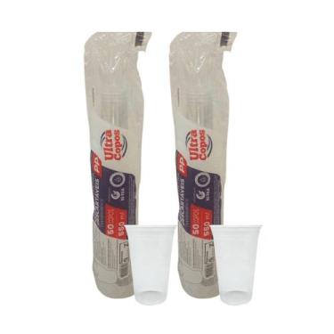 Imagem de 2 Pacotes de Copo de 550ml Liso Transparente PP Ultra Copos Replast co