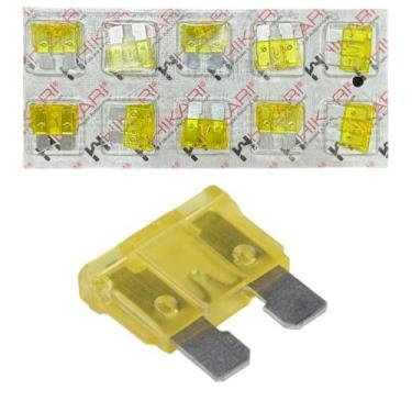 Imagem de Fusível Lâmina Automotivo Cartela com 10 unidades Hikari, 20A - Amarel