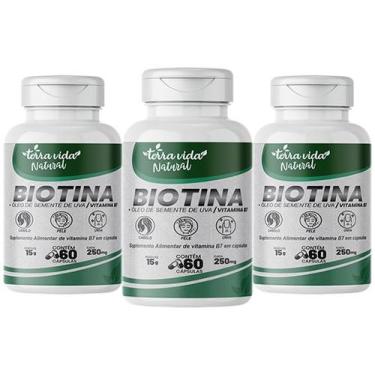 Imagem de Biotina Com Óleo de uva Vitaminas para cabelo, pele e unhas 3 POTES - 
