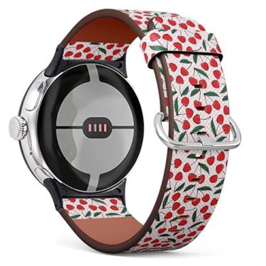 Imagem de THAZEE Pulseira de couro para relógio inteligente compatível com Google Pixel Watch 2 (2023)/Pixel Watch (2022) (Cherry Berry Fashion)