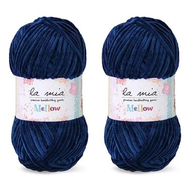 Imagem de 2 fios de chenille de veludo macio Skein La Mia para roupas de bebê, cobertores e acessórios, 100% poliéster, 100 g (3,5 oz) / 115 m (125 jardas), super volumoso, azul petróleo - 918
