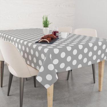 Imagem de Toalha De Mesa Retangular 6 Lugares Tecido Oxford Poá Cinza TLS08 - 22