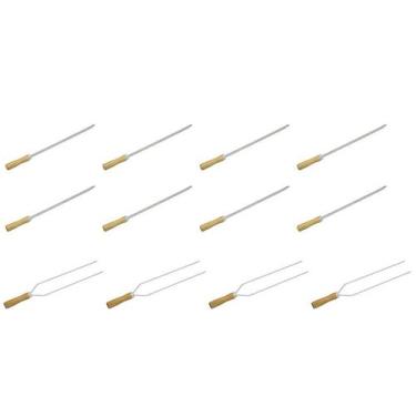 Imagem de Kit 8 mini espeto simples   4 duplo churrasco 39 cm churrasquinho matr