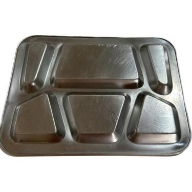 Imagem de Bandeja inox seis divisões para servir refeição  4 unidades