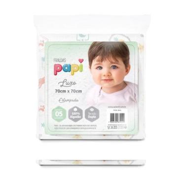 Imagem de Fralda de Pano Luxo Comum Tecido Duplo Estampada 5 Unidades 70x70cm - 