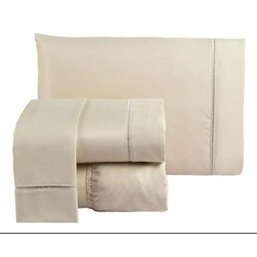 Imagem de Jogo Lençol Casal King Toque Macio 4 Peças Percal 600 Fios Palha - Cas