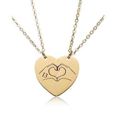 Imagem de Yooborn Colar combinando com 13 mãos de coração para 2 meninas, melhor amiga, irmã Taylor, artigos de amizade, joias de presente para 2 amantes de música Swifties., Aço inoxidável, Sem Pedra Preciosa