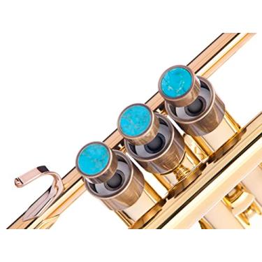 Imagem de Botões de dedo personalizados para trompete pesado - todos os modelos YTR, Stomvi, Shagerl, Carol Brass & Fides, Yamaha Flugelhorn 631/731, modelos Cornet (bronze antigo lacado, turquesa)