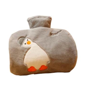 Imagem de Garrafa de água quente com tampa, bolsa de água quente de 1200 ml para compressa quente e fria, aquecedor de pés de mão para inverno - cinza