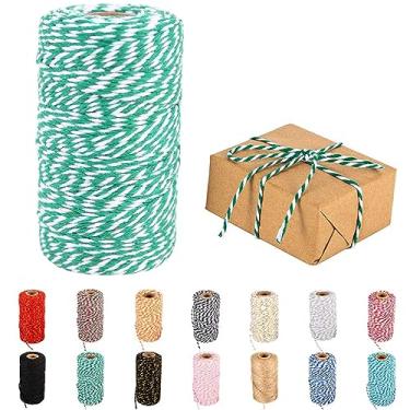 Imagem de FLIPPED Cordão de Barbante, 328 Pés, Verde, Branco, Barbante, Padeiro, Corda, Artesanato, Fabricação, Tricô, Etiquetas, Barbante, Barbante de Açougueiro, Faça Você Mesmo, Decoração (328 Pés/Verde Bra