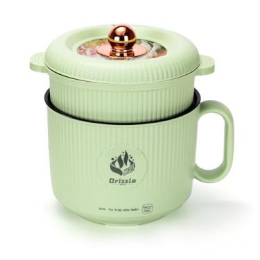 Imagem de Drizzle Panela Elétrica drizzle 1,7L – Máquina de Alimentos Portátil Inteligente com Vaporizador Frigideira Antiaderente Frigideira Frigideira Ramen Noodles Bife Ovo Aveia Shabu-Shabu – Dormitório