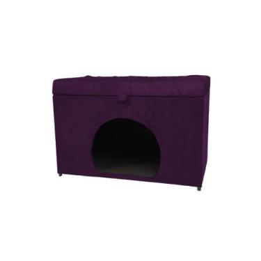 Imagem de Puff baú pet casa p/ cachorros e gatos em suede - roxo - NEGROMONTE ST