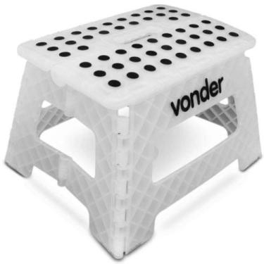 Imagem de Banqueta De Plástico Dobrável Multiuso Com Alça Vonder, Branco, 220mm