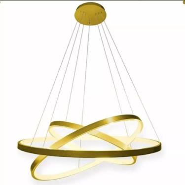 Imagem de Lustre Led Moderno Pendente 3 Anéis Led 89W 3 Arcos Dourado Bivolt - D