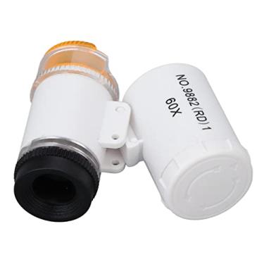 Imagem de Mini Microscópio, Lenta de Jóias Com Lixas de Lixas de 60x de 60x de Ampliação de Joalheria Portátil Detector de Caixa de Dinheiro LED Microscópio de Bolso Leve (Branco)