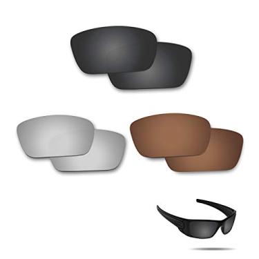 Imagem de Fiskr Lentes polarizadas de substituição para óculos de sol Oakley Fuel Cell (OO9096) com revestimento antiarranhões, água salgada e antipoeira (preto invisível, prata metálica e marrom bronze),