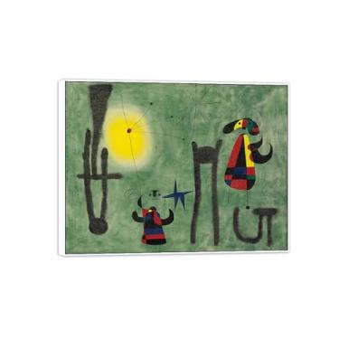 Imagem de MUHJDYC Joan Miró Imagem de arte de parede em tela - reprodução de impressões de arte famosas abstratas - pinturas com moldura branca para decoração de sala de estar (arco voa) 40 x 50 cm - 16 x 19