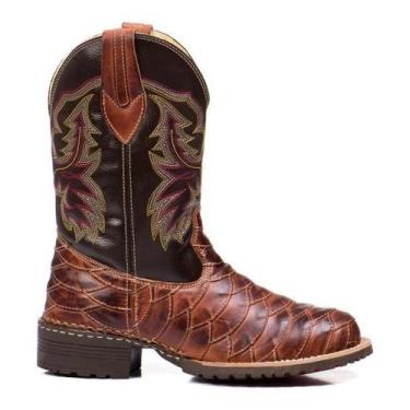 Imagem de Bota Country Masculina Bico Redondo Texana Escamada Couro - CAMPERO, M