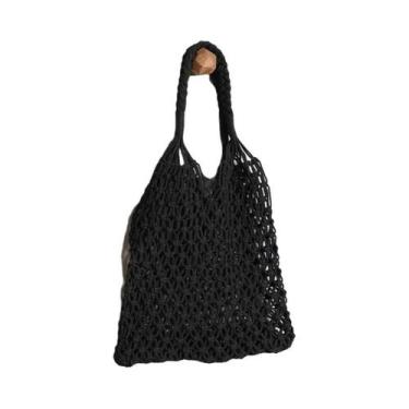 Imagem de Bolsa Tote de Palha Grande com Alças - Estilo Vintage para Praia e Com