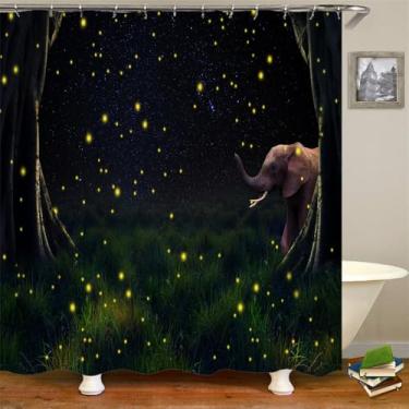 Imagem de Cortina de chuveiro Starry Sky Forest Scenery Printing Cortina de chuveiro Poliéster Impermeável Decoração para casa Cortina 180x180cm,DM3809,W90xH180cm