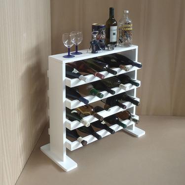 Imagem de Adega Decorativa Piso Prateleira Para Vinhos E Bebidas 20 Garrafas Branco Laca
