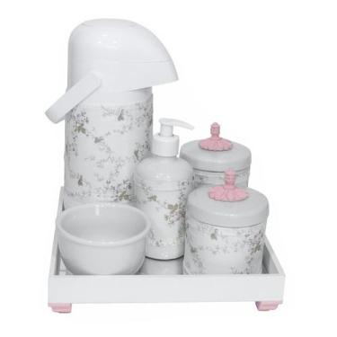 Imagem de Kit Higiene Porcelana Potes Térmica Provençal Capa Rosa Bebê - Potinho