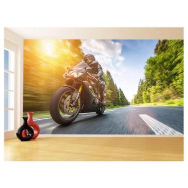 Imagem de Papel De Parede 3D Moto Esporte Viagem Estrada 3,5M Bkm54 - Você Decor