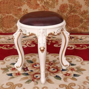 Imagem de Cadeira De Vestir Redonda Vity, Estofada Com Mesa Lateral E Assento, Acolchoada Beh, Pio Cadeira De Assento Beh Para Quarto, White Leg Brown Leather, square stool brown