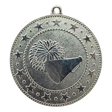 Imagem de Express Medals Prêmio Troféu Medalhas de Cheerleading de Prata com Fitas de Pescoço - (pacote com 10)