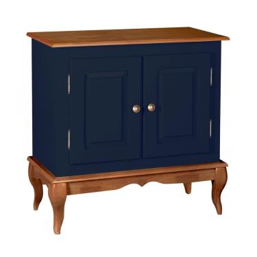 Imagem de Gabinete para Banheiro 2 Porta com Pés Luiz XV Dália 3050 Linz Móveis - Azul Petróleo/Imbuia Glazer