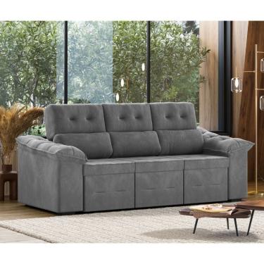 Imagem de Sofá 3 Lugares Retrátil Reclinável 200cm Suede Suiça Flash