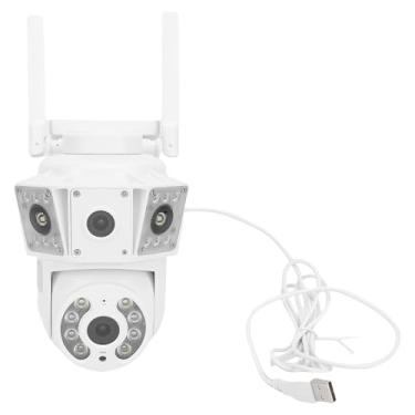 Imagem de Heayzoki Câmeras de Segurança Externo Sem Fio, Câmera Wi -Fi de Lente Dupla de 2MP Com Vista de 355 °, Visão Noturna, Detecção Humana, Videococação Remota, (Plugue nos EUA)