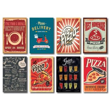 Imagem de Kit Placas Decorativas Pizza Cozinha Restaurante Mdf - 8 Placas