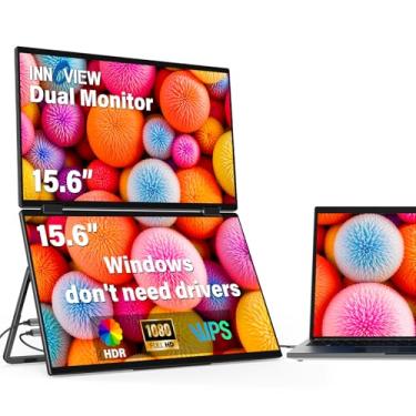 Imagem de InnoView Extensor De Tela Para Laptop 15,6" Monitores Portáteis Duplos 1080P Fhd Monitor Triplo Dobrável Empilhado Hdmi Usb-C Monitor Duplo Portátil Para Laptop Windows Mac (Sem Necessidade De Driver)