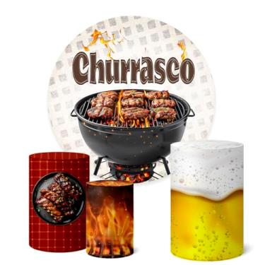 Imagem de Trio Capas Cilindro + Painel Redondo 1,50m Churrasco (K1CHO0005)