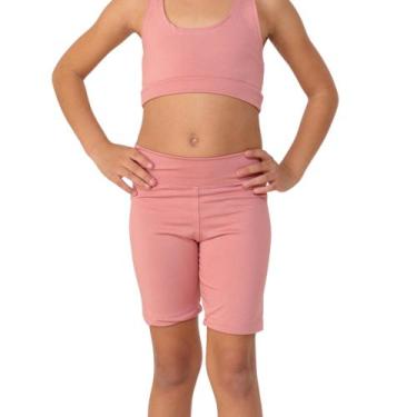 Imagem de Kit com 2 Shorts infantis- JinkingStore para meninas lisa básica, Rosa