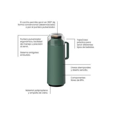 Imagem de Garrafa Térmica Tramontina Exata em Polipropileno Verde com Ampola de 