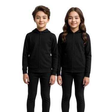 Imagem de Conjunto Jaqueta Segunda Pele Com Capuz Infantil Calça Com Bolso - Rey