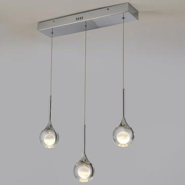 Imagem de Sedelan Luminárias Pendentes De Cristal Com 3 Luzes Em Formato Lua, Modernas Led, Iluminação Cromada Regulável Para Cozinha, Ilha, Bar, Sala Jantar E Estar