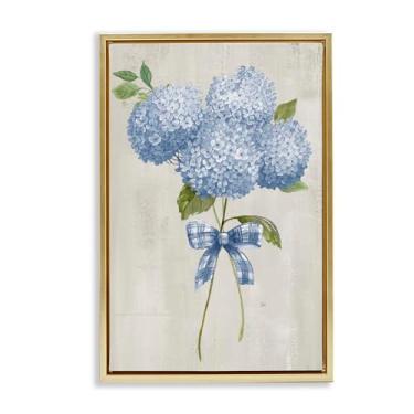 Imagem de Stupell Industries Hortênsia amarrada com um laço, moldura dourada, flutuante, arte de parede, design de Nan, 78 x 53 cm