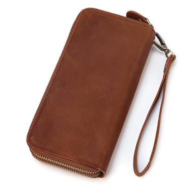 Imagem de KPYWZER Bolsa clutch de couro masculina bolsa de pulso, nº 05 marrom, Medium