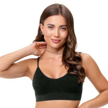 Imagem de Sutiã com Bojo Removível e Jacquard sem Costura Preto Zee Rucci, 46