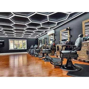 Imagem de Led Hexagonal Honeycomb Light Rhombus Design Moderno Barbearia Detalhamento Oficina Teto Parede Garagem Iluminação Corpo Polimento Carro Bar Hotel