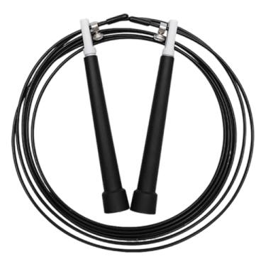 Imagem de YIJU Corda de pular Speed ​​ajustável, durabilidade premium, prática, profissional, com rolamento de esferas giratório 360° para treinamento, treino de, Preto