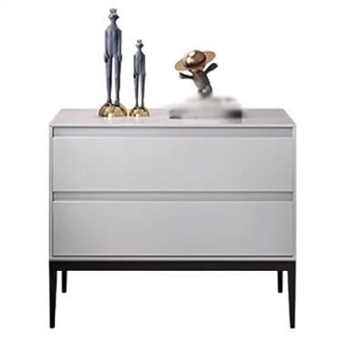 Imagem de Mesa de cabeceira simples moderna pintada quarto sem instalação mesa de cabeceira organizador de armazenamento aparador móveis de cabeceira toda mesa de cabeceira de madeira maciça (cor: branco fosco