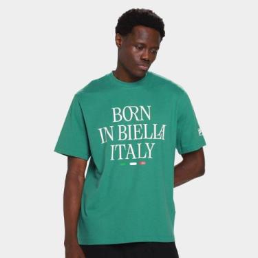 Imagem de Camiseta Fila Comfort Born in Biella Letter Masculina, Verde, GG