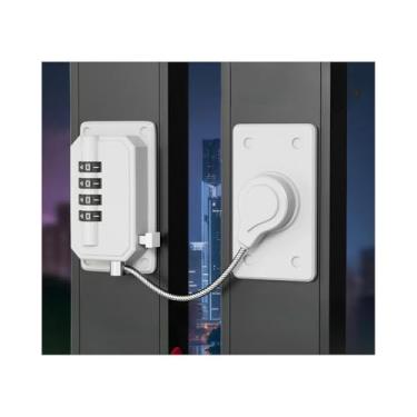 Imagem de Trava de geladeira, pacote com 2 fechaduras de geladeira, fechaduras de armário à prova de crianças, trava de armário com código para geladeira, armários, janela, gavetas, sem necessidade de chave