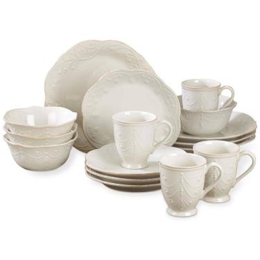 Imagem de Aparelho de Jantar, Elegância e Sofisticação para Sua Mesa com 16 Peças, Formato Redondo Ondulado e Material de Cerâmica, LENOX 851745