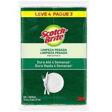 Imagem de Kit com 4 Esponja Limpeza Pesada SCOCTH Brite - 3M