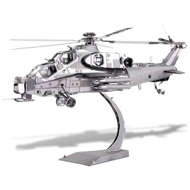 Imagem de Piececool Quebra Cabeças 3D Helicóptero Militar com Led para Crianças e Adultos, 122 Peças